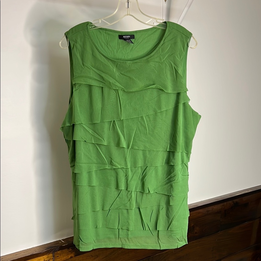 Alfani Green Sleeveless Layered Top- 3X